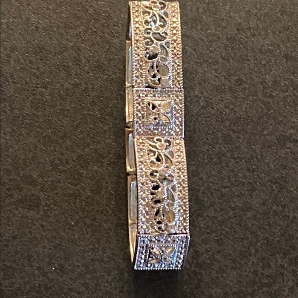 Silver Costume Filigree Styled Stretch  Bracelet